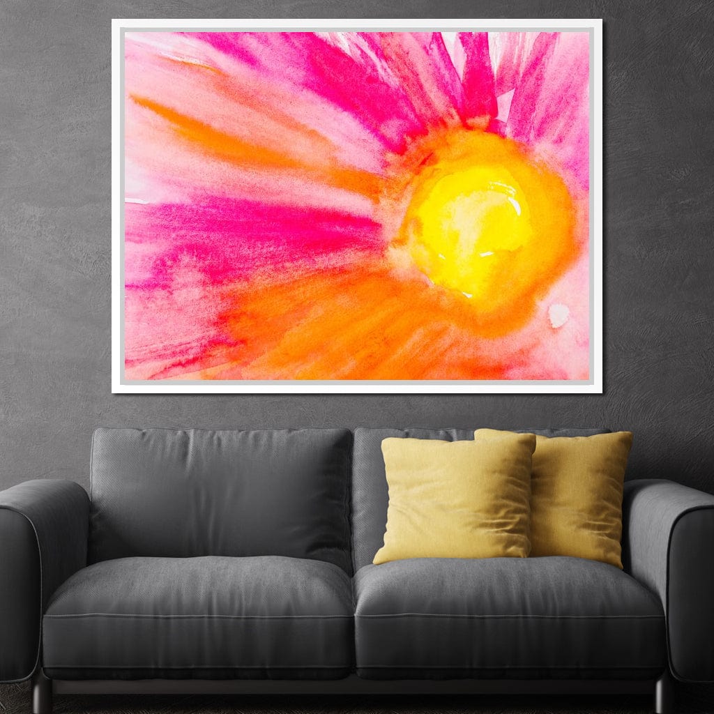 Pink & Orange Watercolor Flower Canvas Wall Art