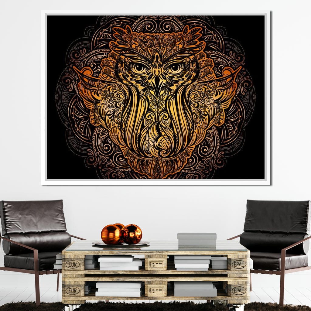 Golden Owl Canvas Wall Art