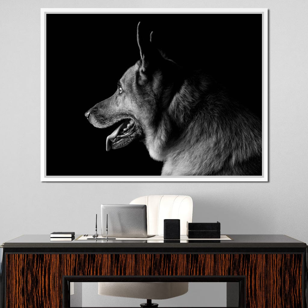 Black and White German Shepherd Canvas Wall Art