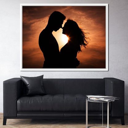 Couple by the Sunset Canvas Wall Art