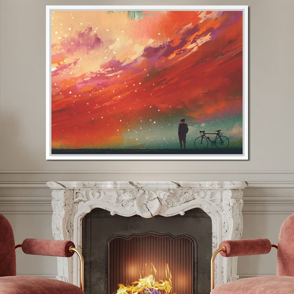 Admiring The Red Clouds Canvas Wall Art