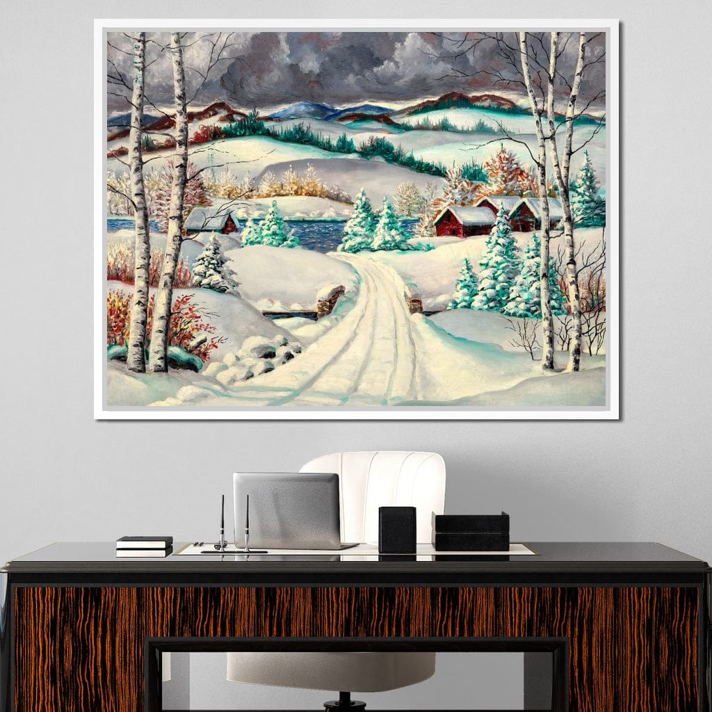 Rural Winter Landscape Canvas Wall Art