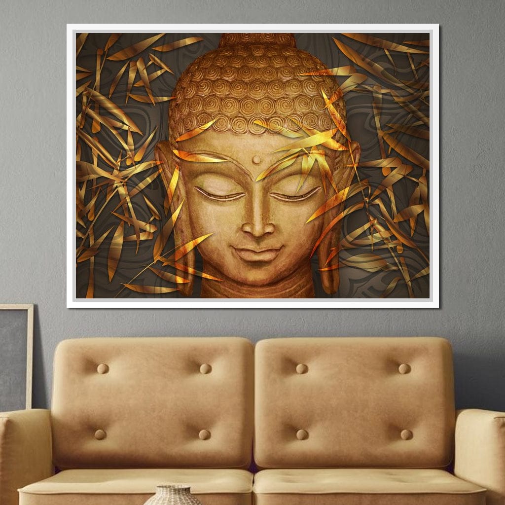 Smiling Golden Buddha Canvas Wall Art