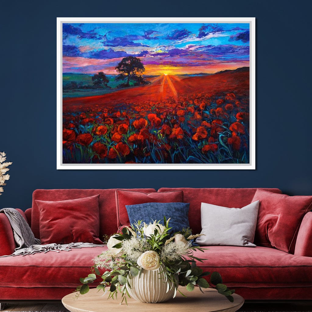 Sunset Over the Poppy Fields Canvas Wall Art
