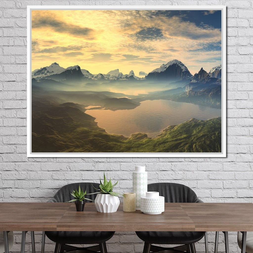 Morning Mist on Serenity Lake Canvas Wall Art