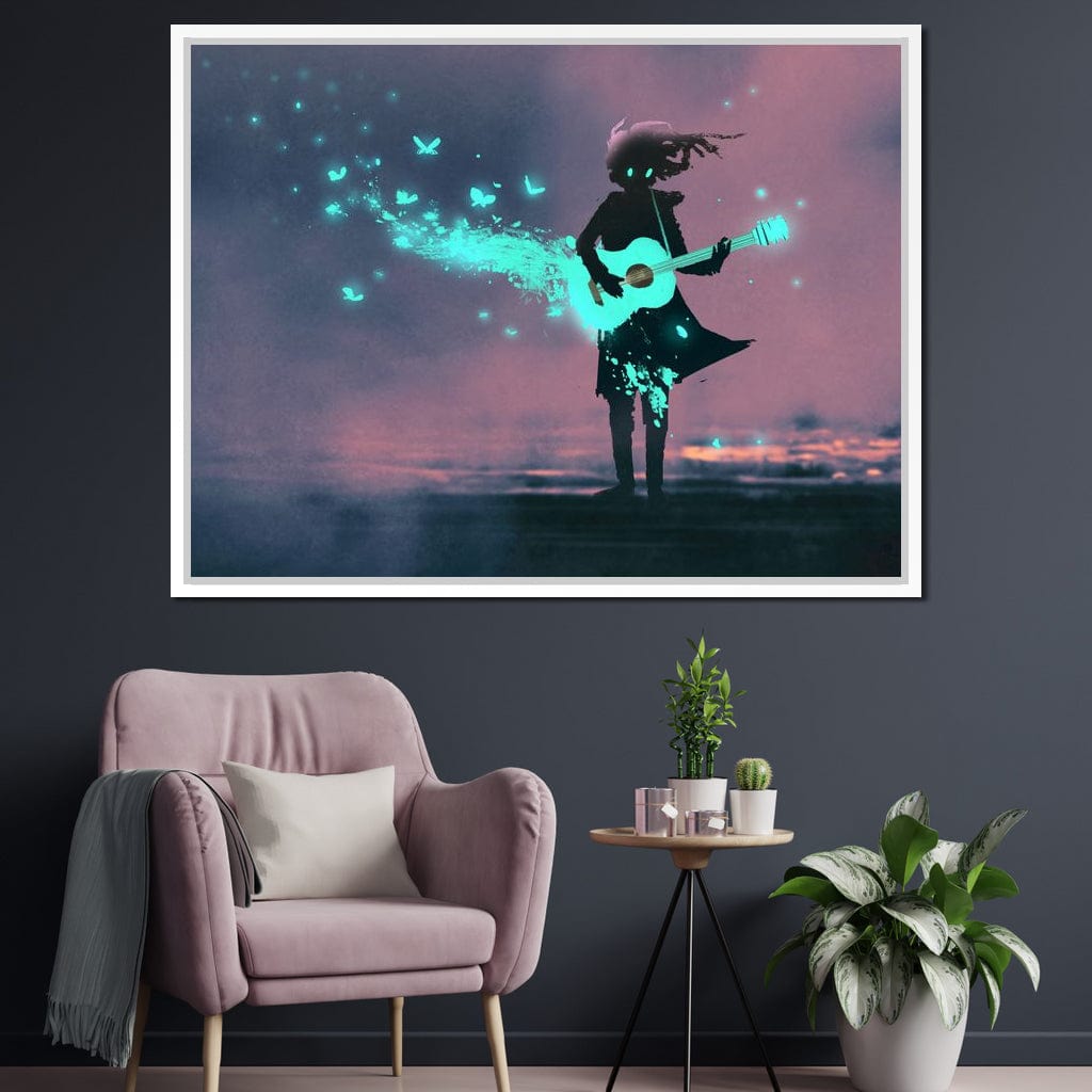 Girl Playing Guitar Canvas Wall Art