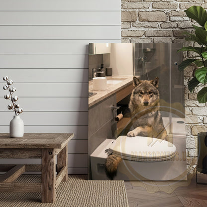 Wolf Canvas Contemporary Bathroom Minimalist Design Canvas Wall Art