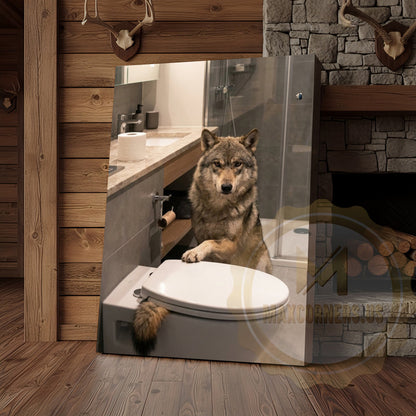 Wolf Canvas Contemporary Bathroom Minimalist Design Canvas Wall Art