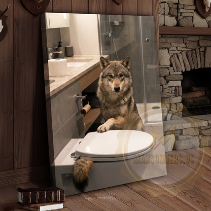Wolf Canvas Contemporary Bathroom Minimalist Design Canvas Wall Art