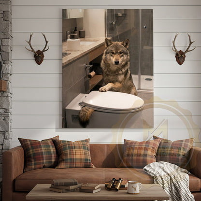 Wolf Canvas Contemporary Bathroom Minimalist Design Canvas Wall Art