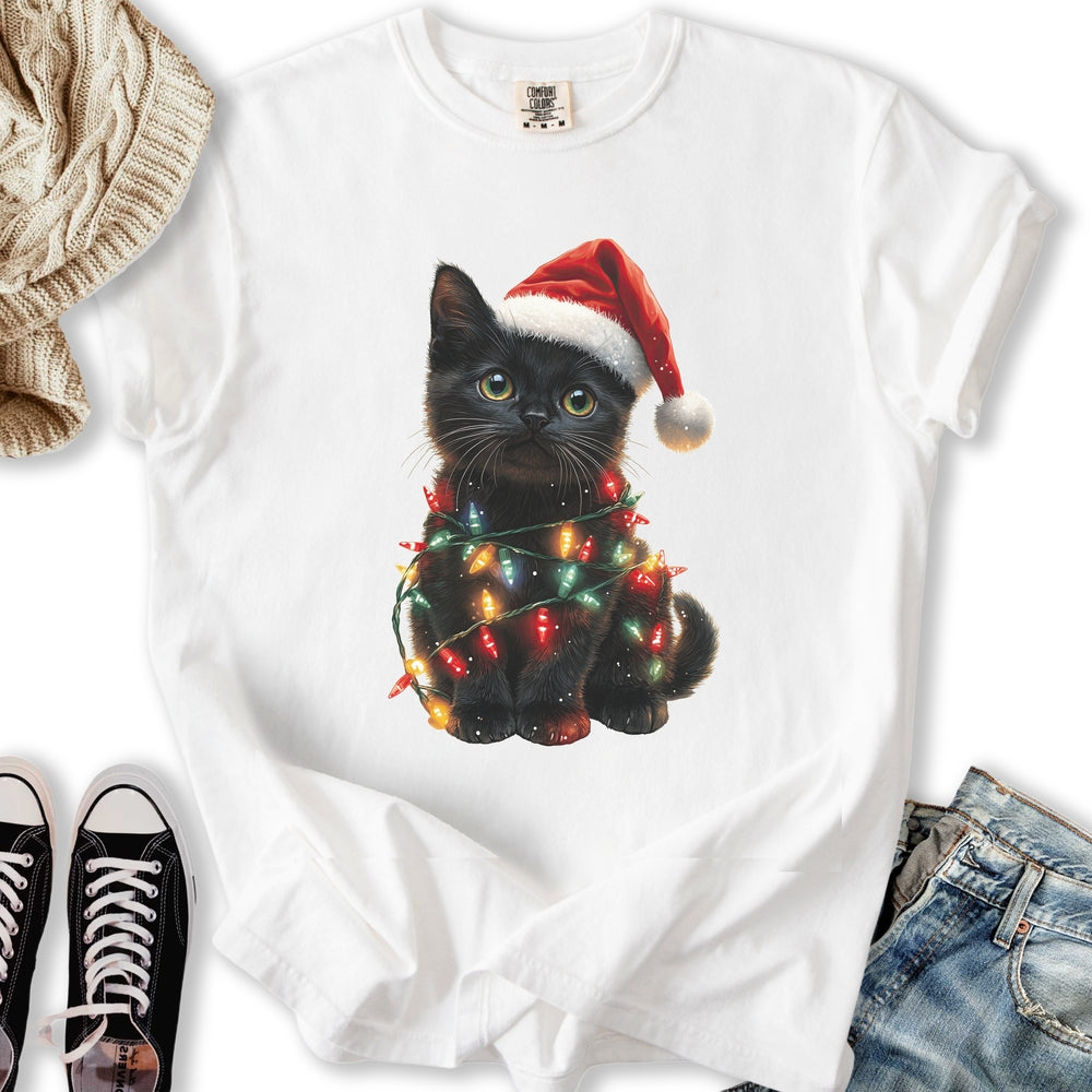 Christmas Cat Lights Relaxed Tee