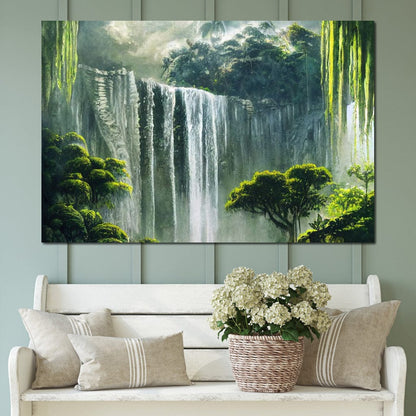 Waterfall in the Jungle Canvas Wall Art