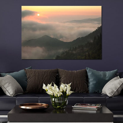 Fog over the Forest Canvas Wall Art