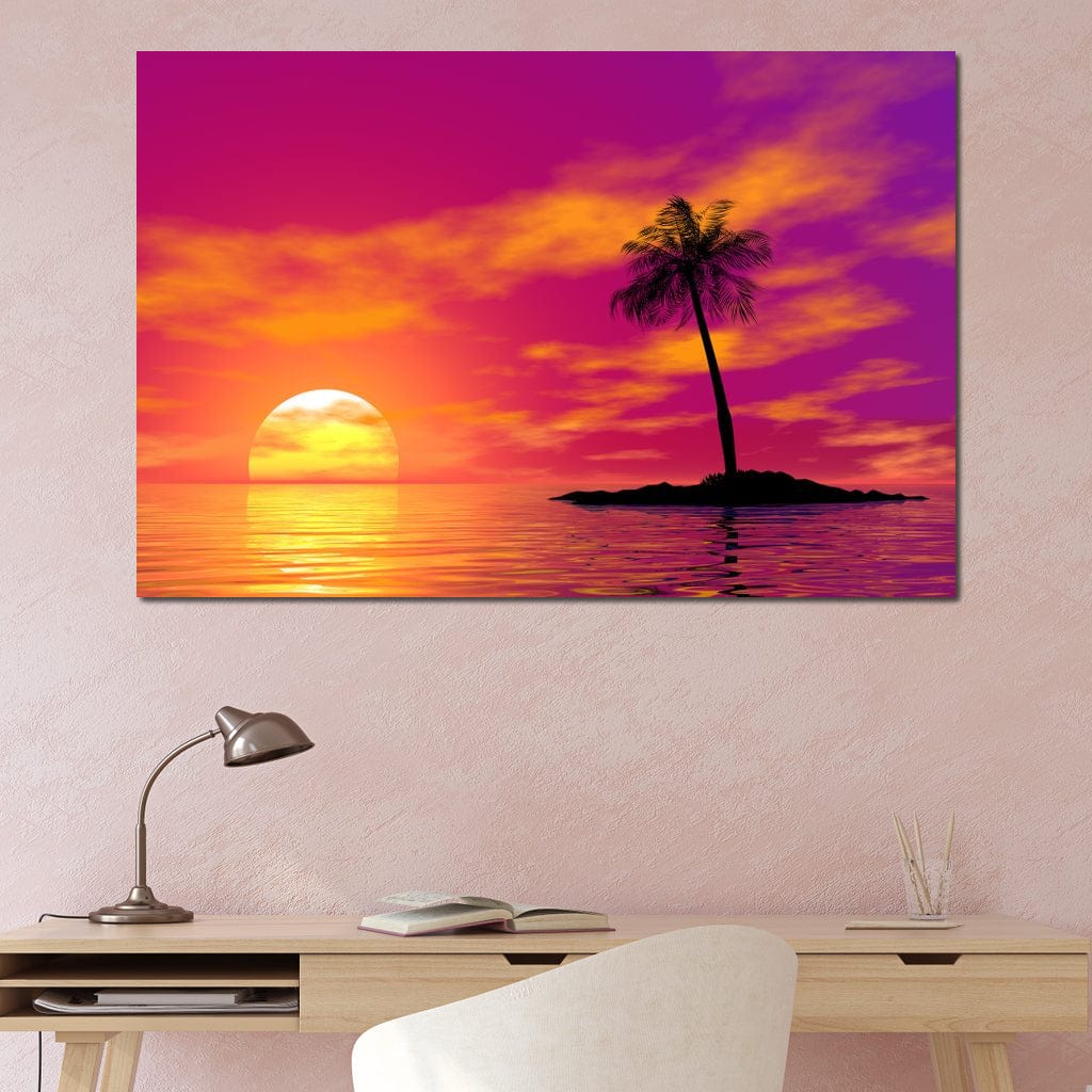 Sunset Island Canvas Wall Art