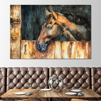 Horse in the Stable Canvas Wall Art
