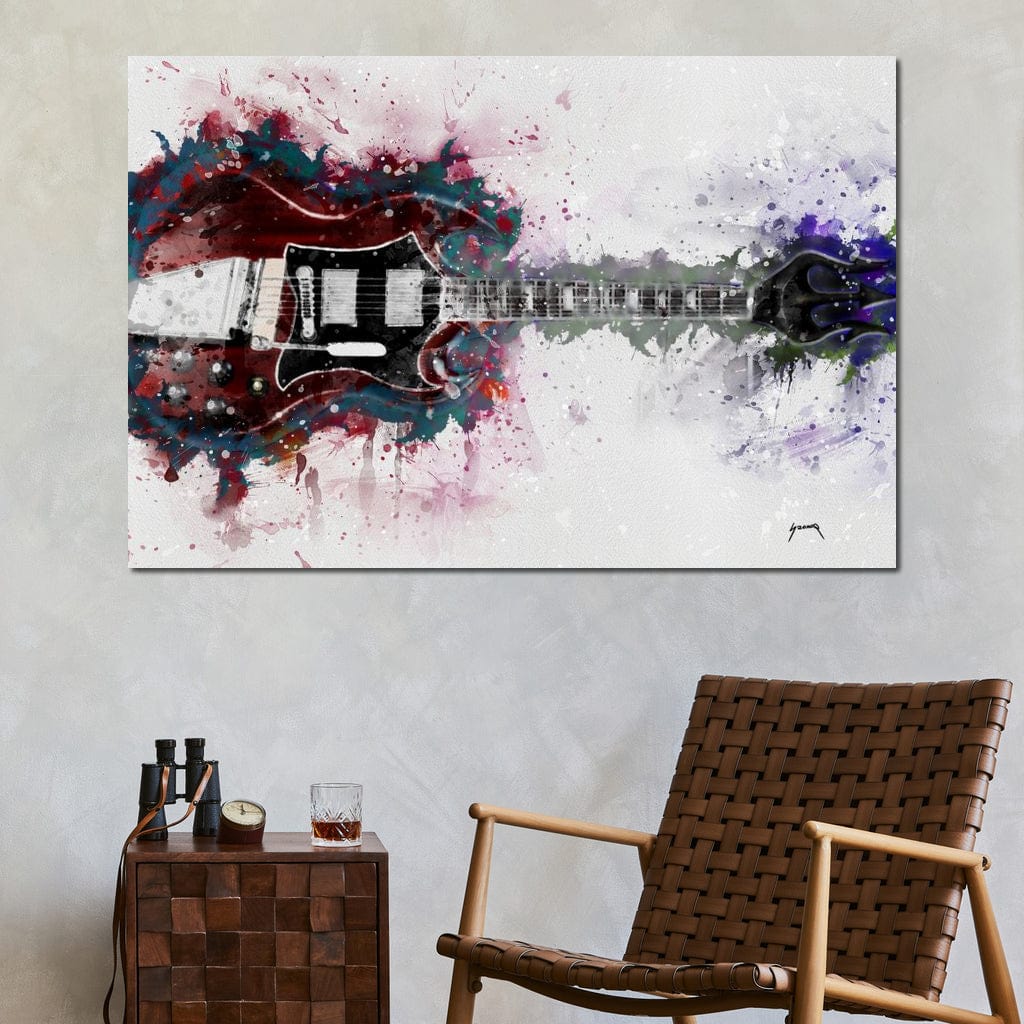 Angus Young's Red Guitar Canvas Wall Art