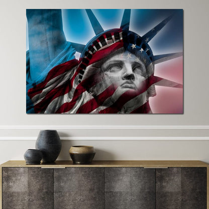 Patriotic Statue of Liberty Canvas Wall Art