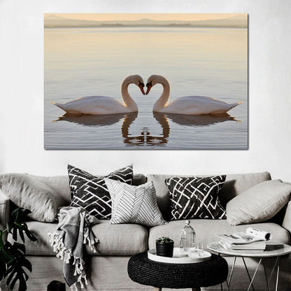 Swans On The Lake Canvas Wall Art
