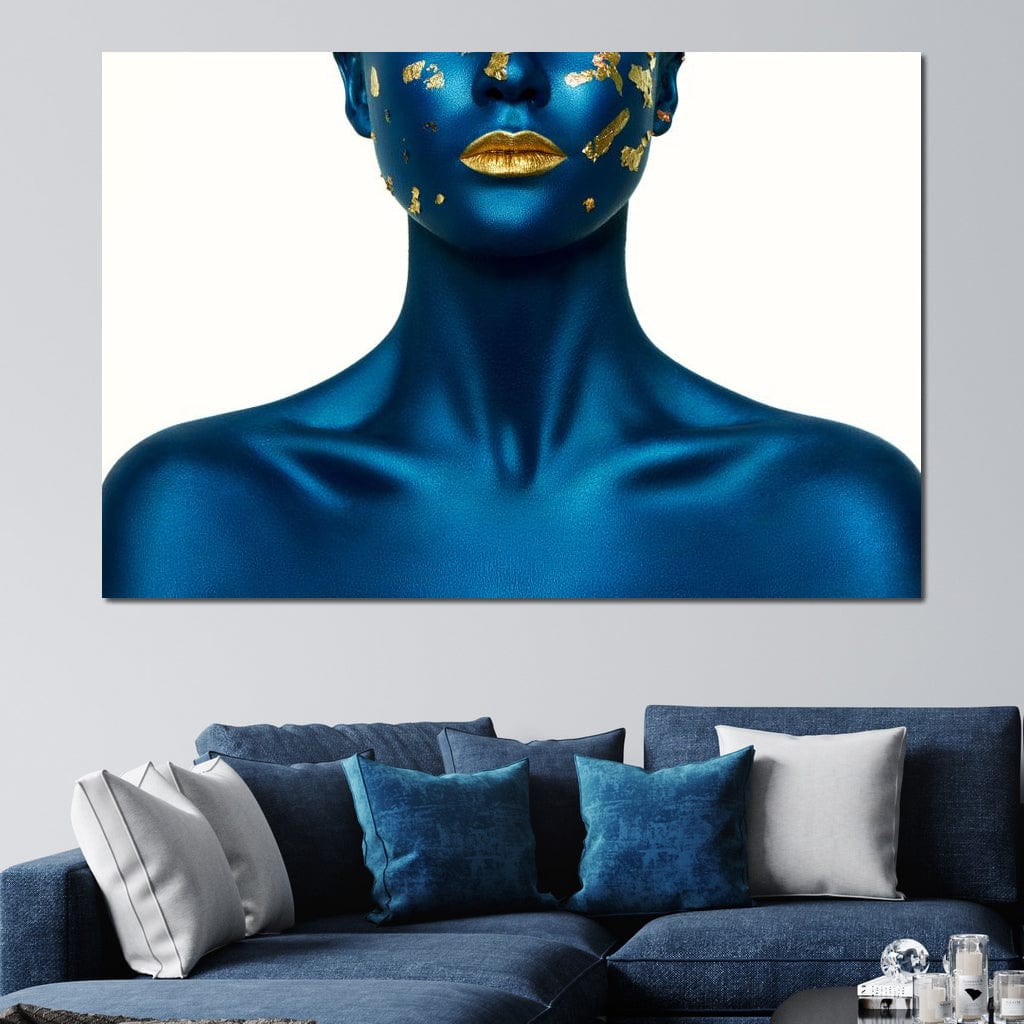 Blue Body Paint Canvas Wall Art