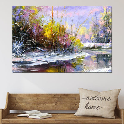 Winter Stream Canvas Wall Art