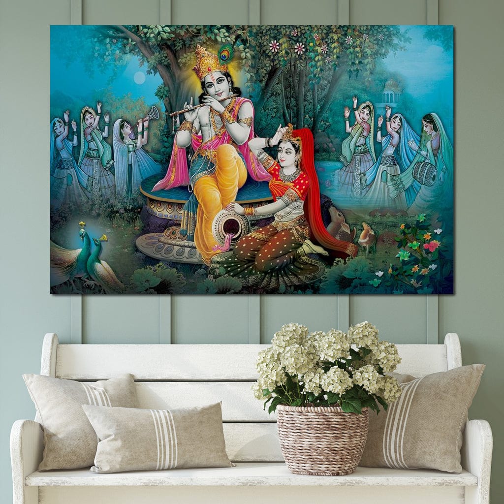Radha & Krishna Love Tree Canvas Wall Art