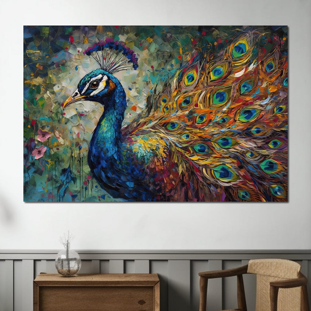Celestial Peacock Canvas Wall Art