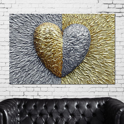 Due Color Heart Canvas Wall Art