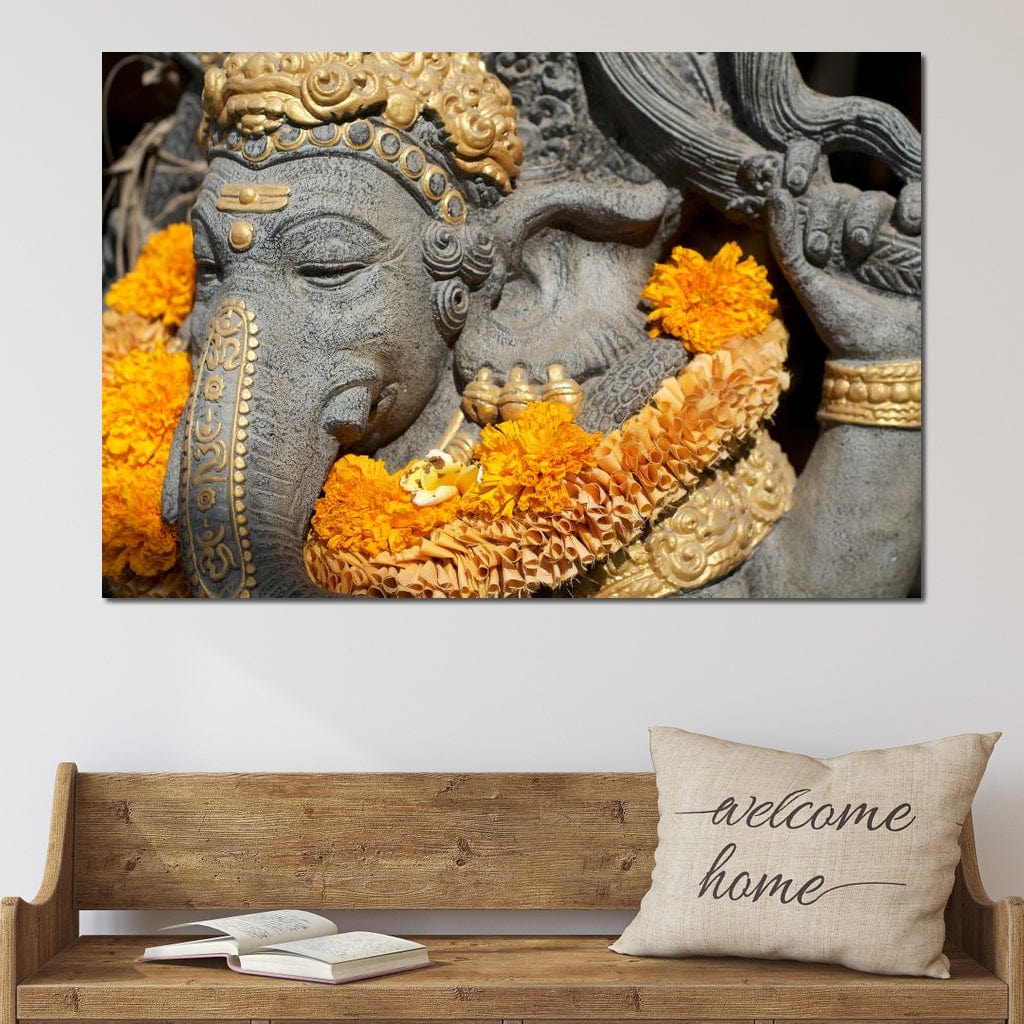 Ganesh Statue In Bali Canvas Wall Art