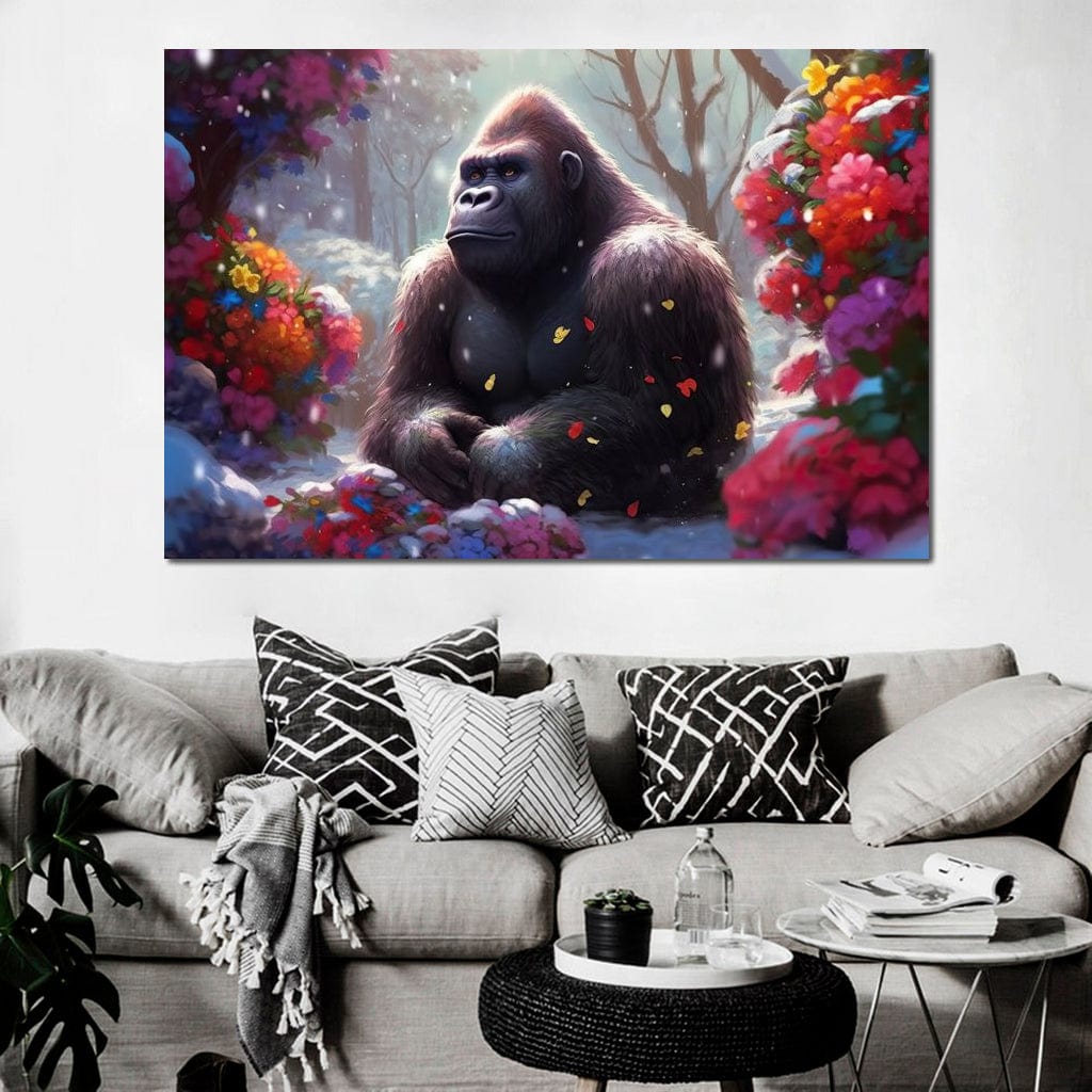 Winter Gorilla Canvas Wall Art