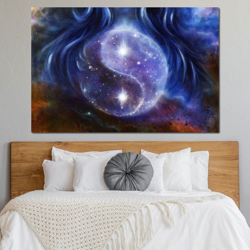 Yin Yang Stars Canvas Wall Art