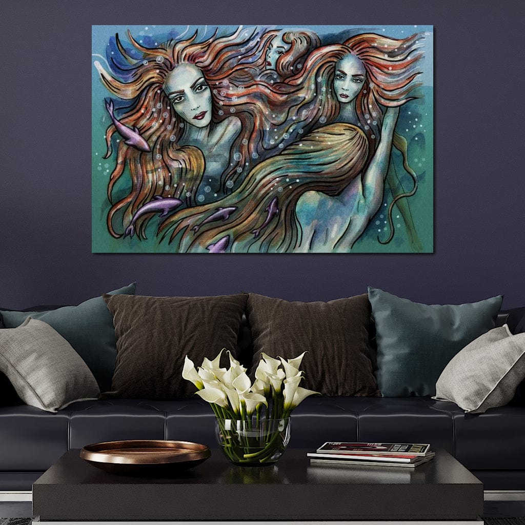 The 4 Mermaids Canvas Wall Art