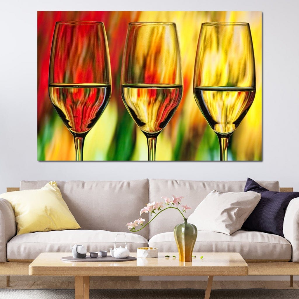 Multicolor Wine Glass Canvas Wall Art