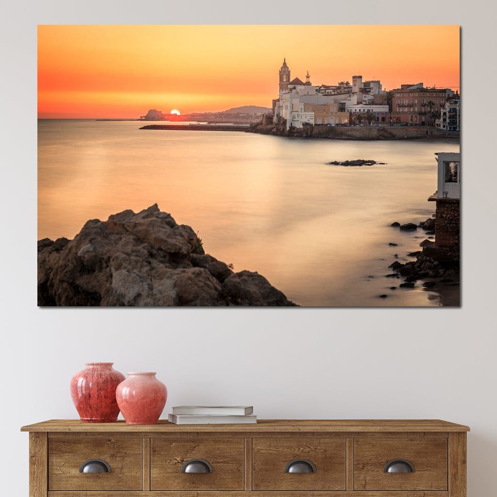 Sunset over Sitges Canvas Wall Art