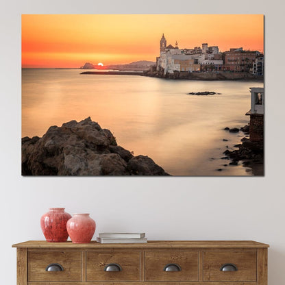 Sunset over Sitges Canvas Wall Art
