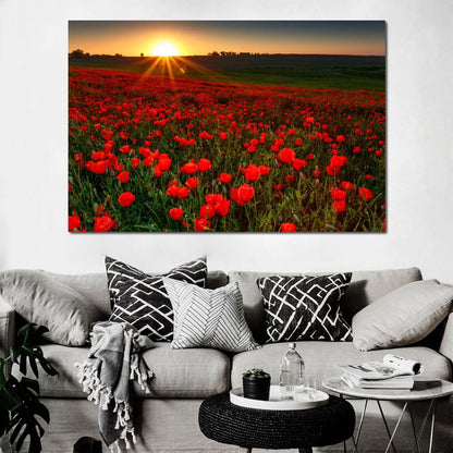 Red Poppies Field Canvas Wall Art
