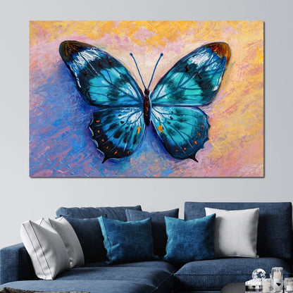 Light Blue Butterfly Canvas Wall Art