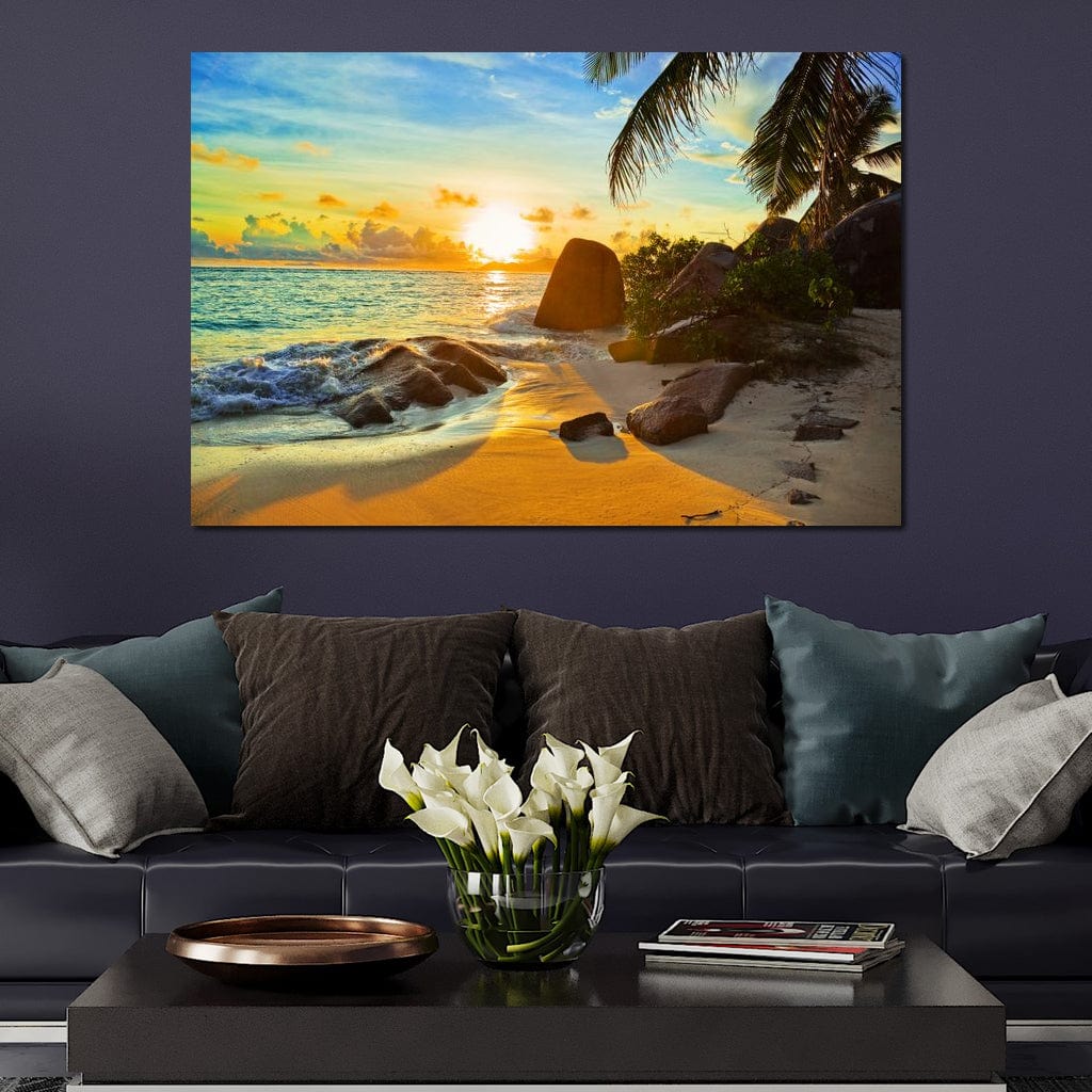 Natural Beach Sunset Canvas Wall Art