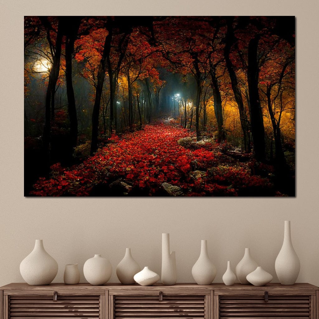 Beautiful Forest at Night Canvas Wall Art