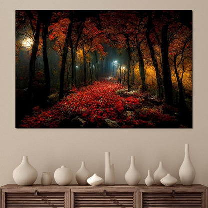 Beautiful Forest at Night Canvas Wall Art