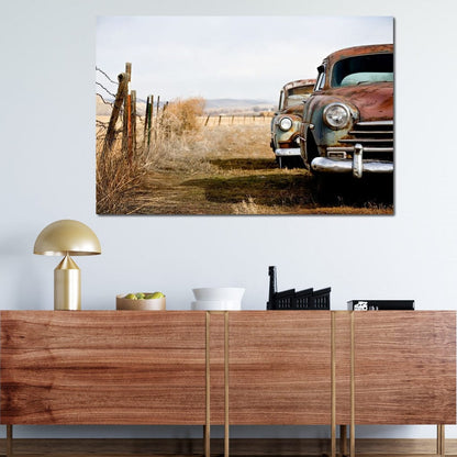Abandoned Cars Canvas Wall Art