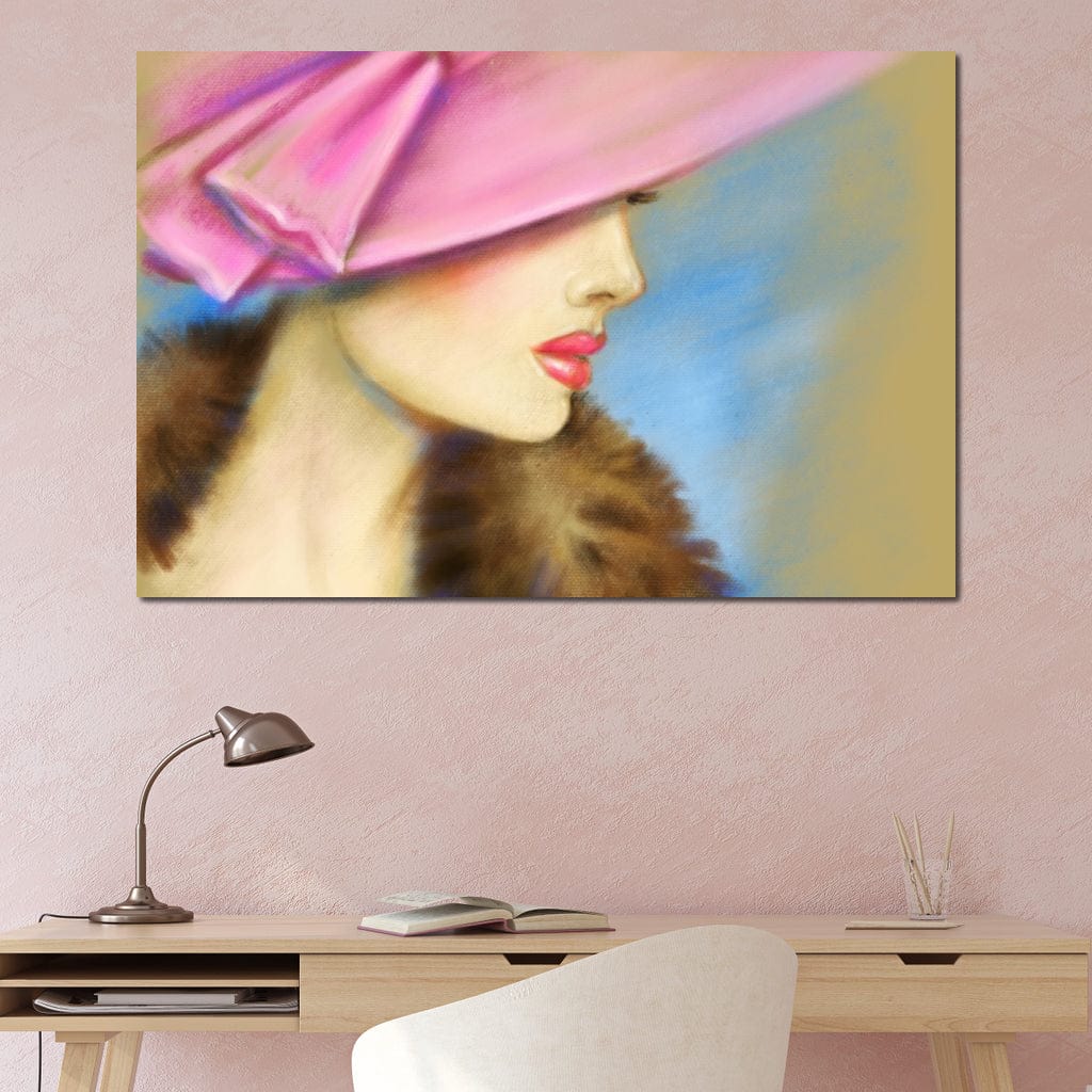 Pink Hat Fashion Canvas Wall Art