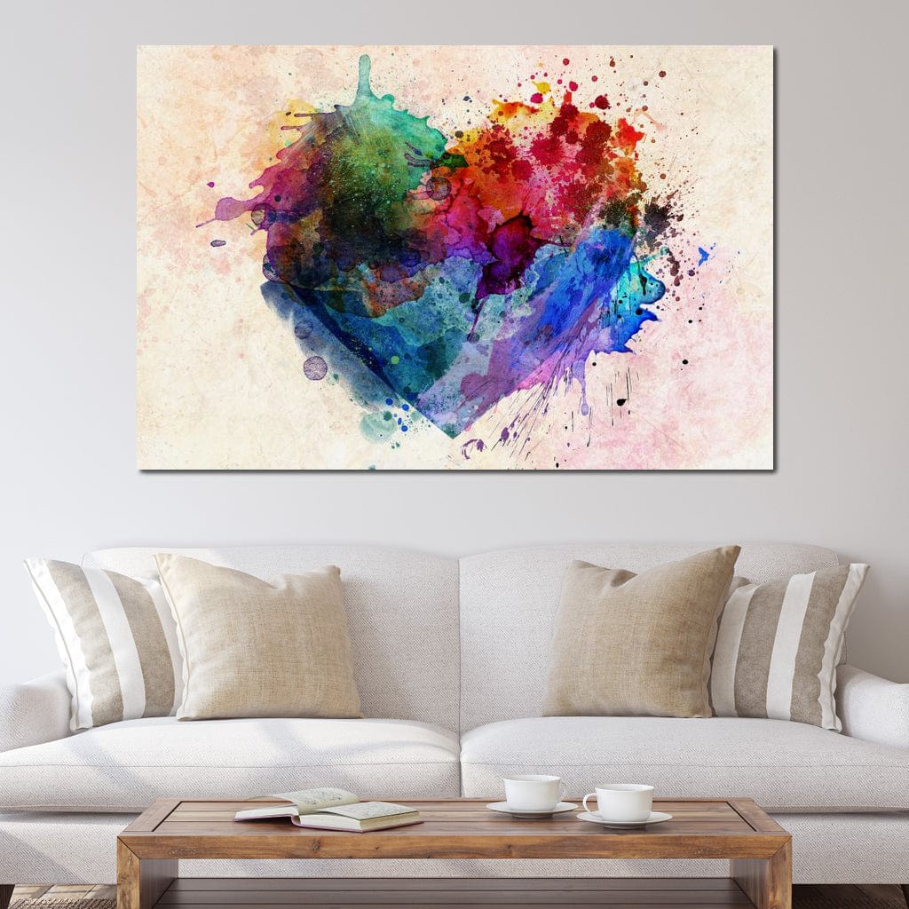 Heart Splash Canvas Wall Art