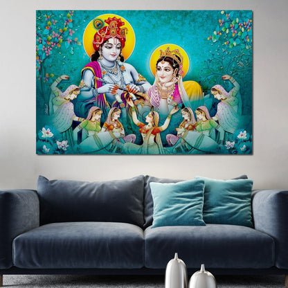 Lord Radha & Krishna Love Song Canvas Wall Art