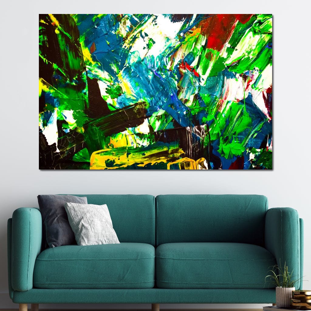 Abstract Emerald Splash Canvas Wall Art