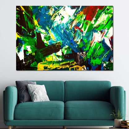 Abstract Emerald Splash Canvas Wall Art