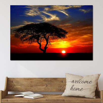 African Landscape Sunset Canvas Wall Art