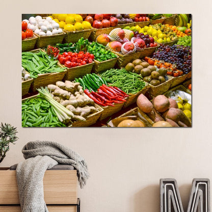 Fruit & Vegetables Market Canvas Wall Art