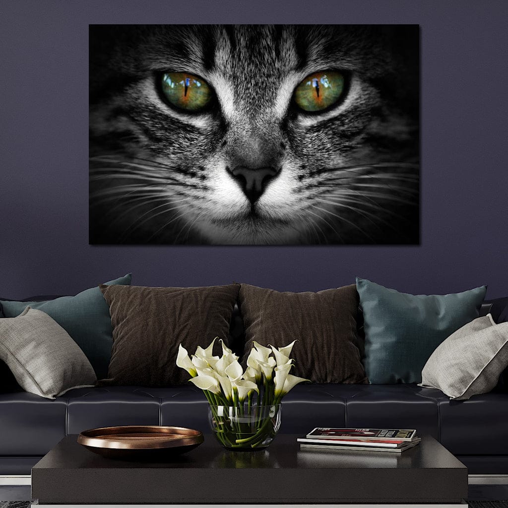 Green Eyed Cat Canvas Wall Art