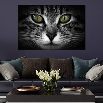 Green Eyed Cat Canvas Wall Art