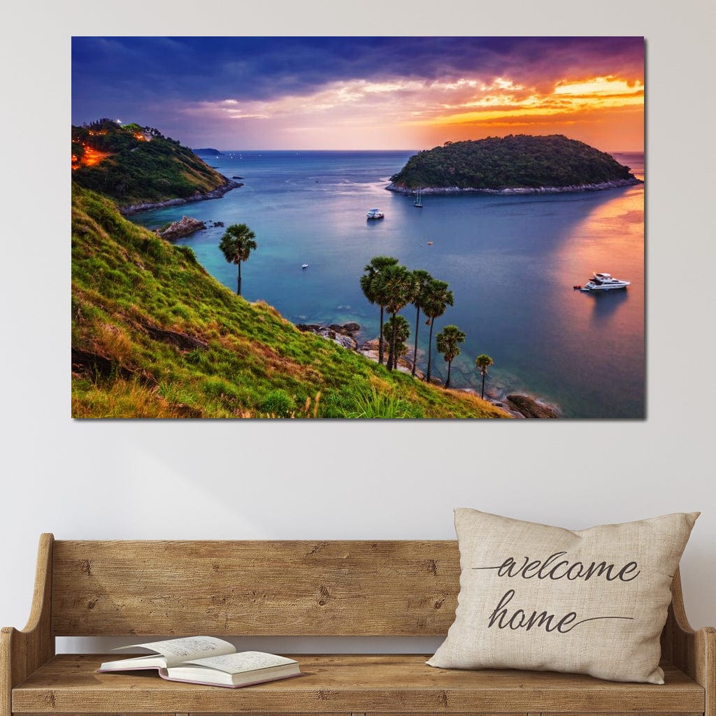 Boats Watching The Sunset Canvas Wall Art
